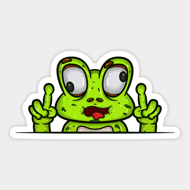 Frog Cartoon With Crazy Face Expression Sticker by tedykurniawan12